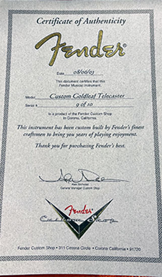 Fender Custom Shop Custom Goldleaf Telecaster de 2003